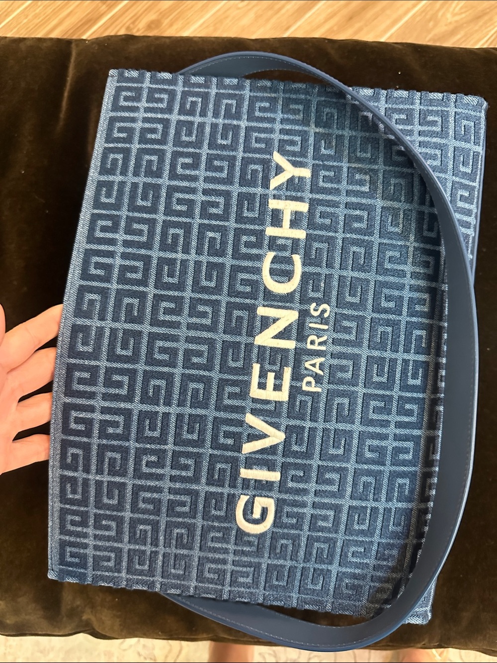 Givenchy Navy Blue Monogram Chain-Handle Tote - Picture 11 of 12